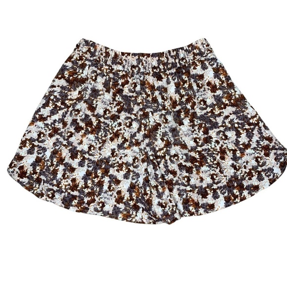 H&M Brown Cream Boho Printed Neutral Dressy Short with Elastic Band Size 8 - Picture 3 of 13